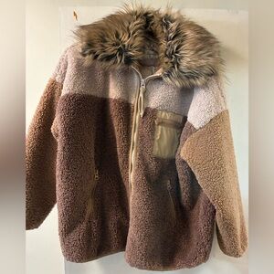 Throne Worthy Sherpa Jacket with Faux Fur Collar (Sundance)